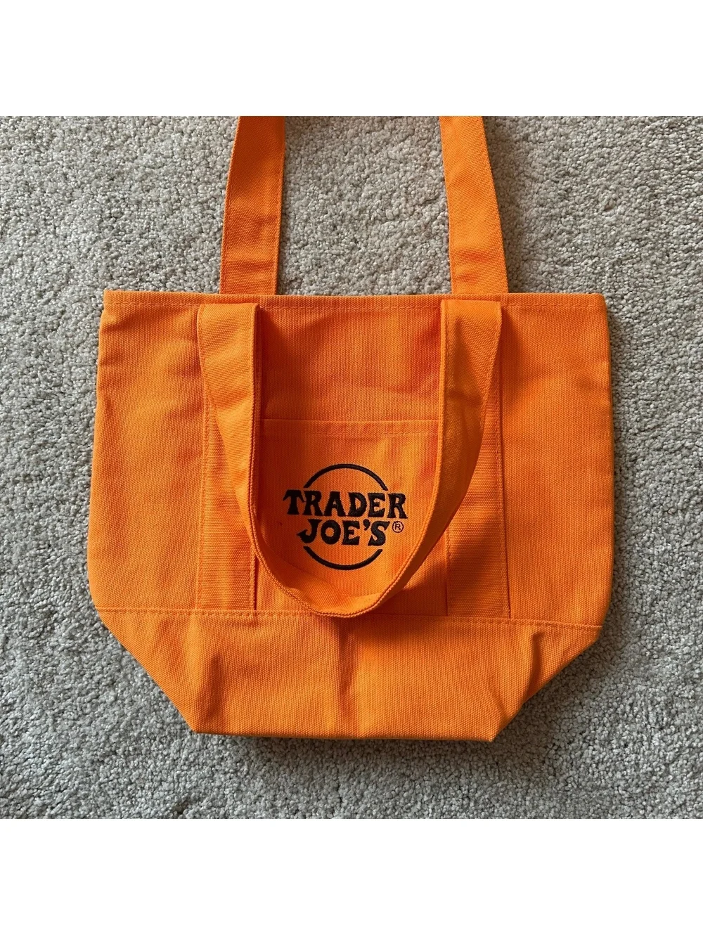 Trader Joe's Trick or Treat Small Orange Canvas Tote Bag